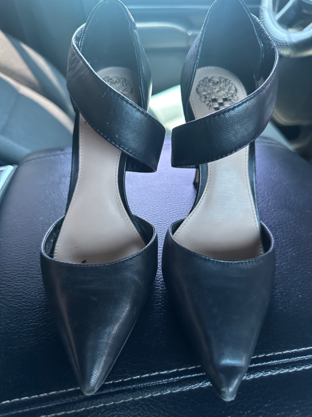 Black Pointed-Toe Ankle-Strap Women's Heels by Vince Camuto